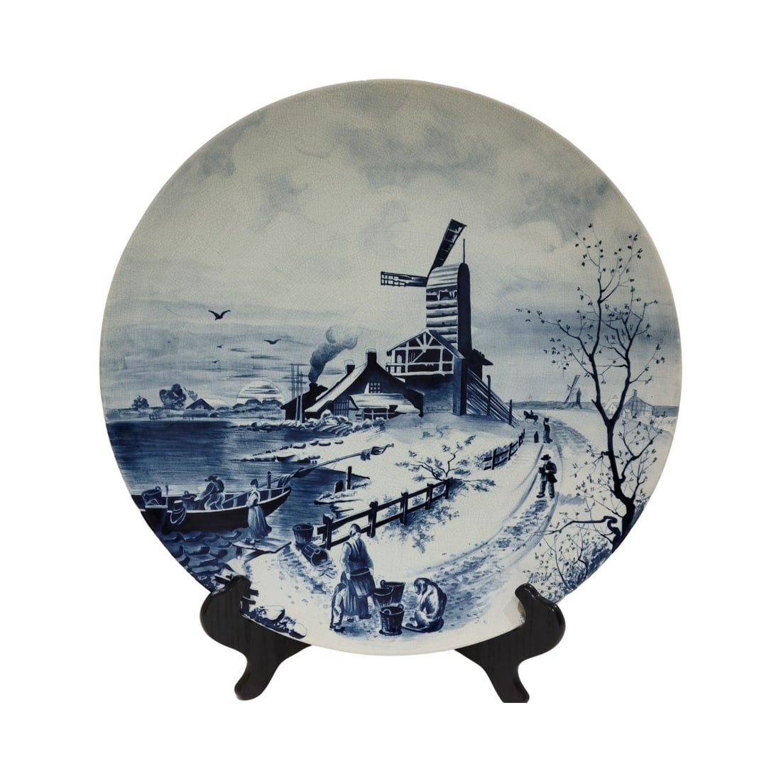 Mettlach #1044/5082, Hand Painted Delft pottery plaque (1 of 3)
