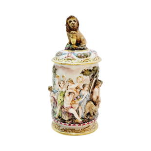 3/10L, Ernst Bohne Sohne Capodimonte Style, Raised Relief porcelain stein: Stein circa early 1900's