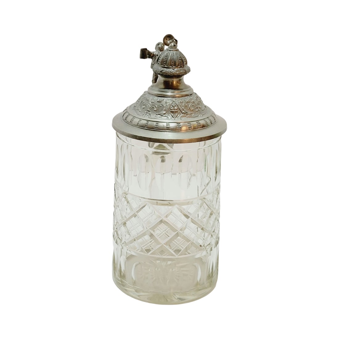 German Beer Stein, Heavily Cut Glass Stein (1 of 10)