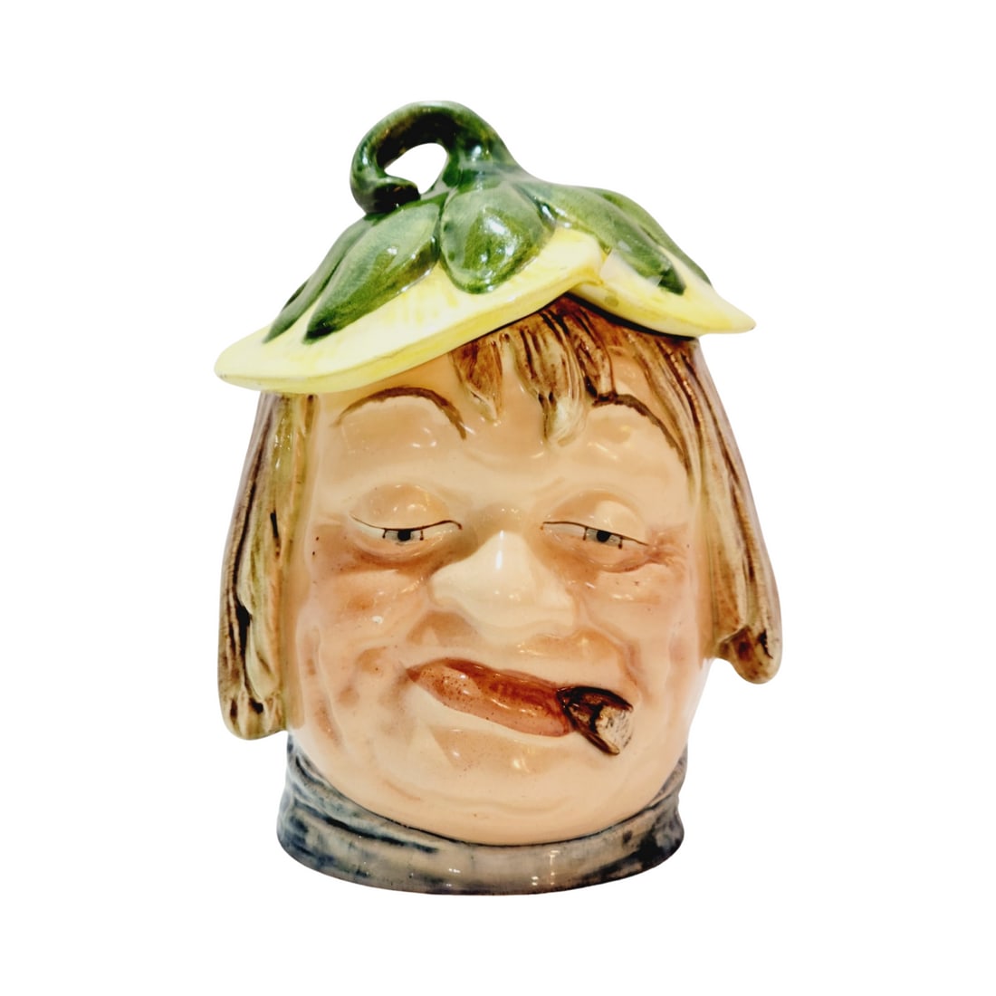 7.0" Tobacco Jar, Old Woman with Cigar (1 of 8)