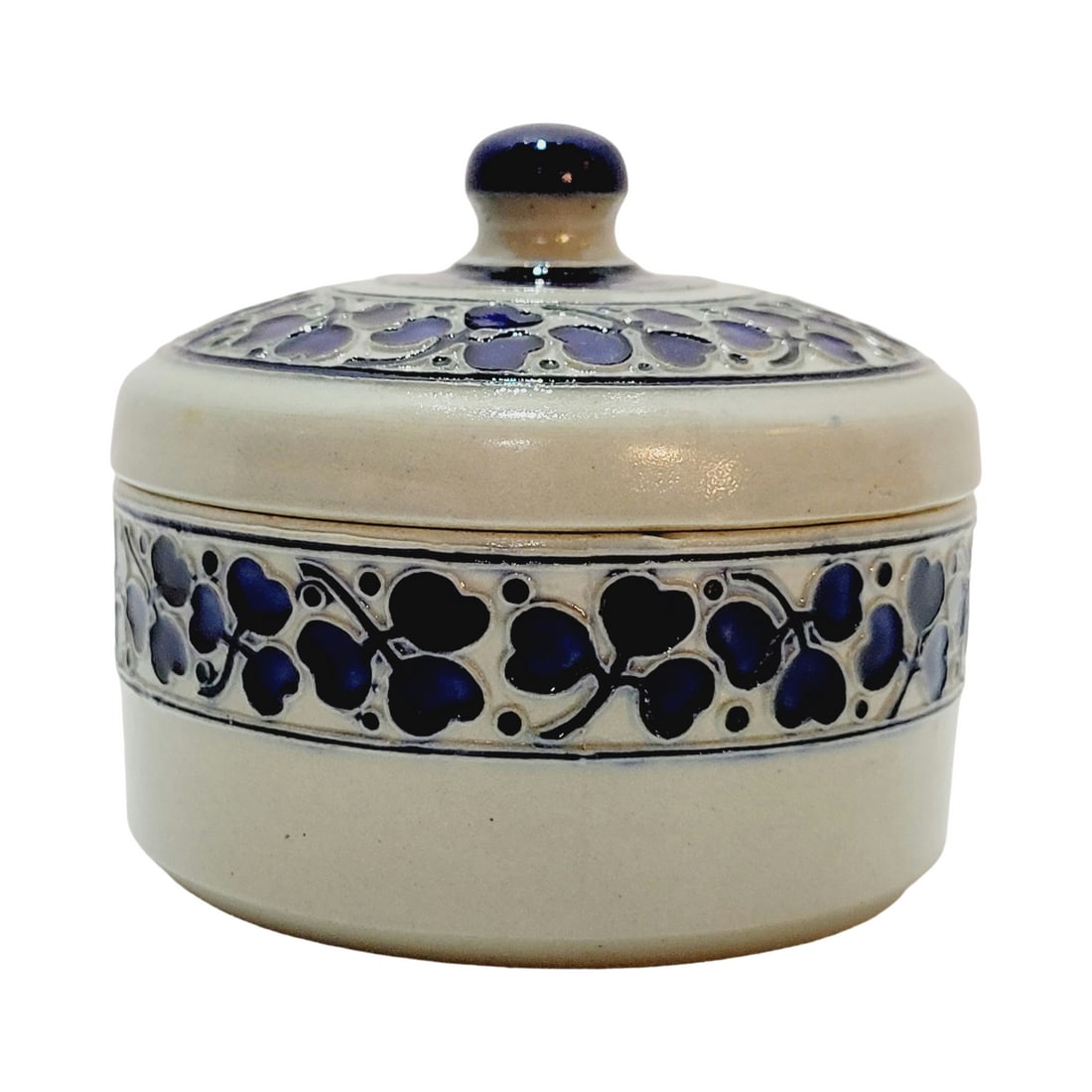 Reinhold Merkelbach #6014 Miniature Covered Jar, Art Nouveau Clover Design (1 of 5)