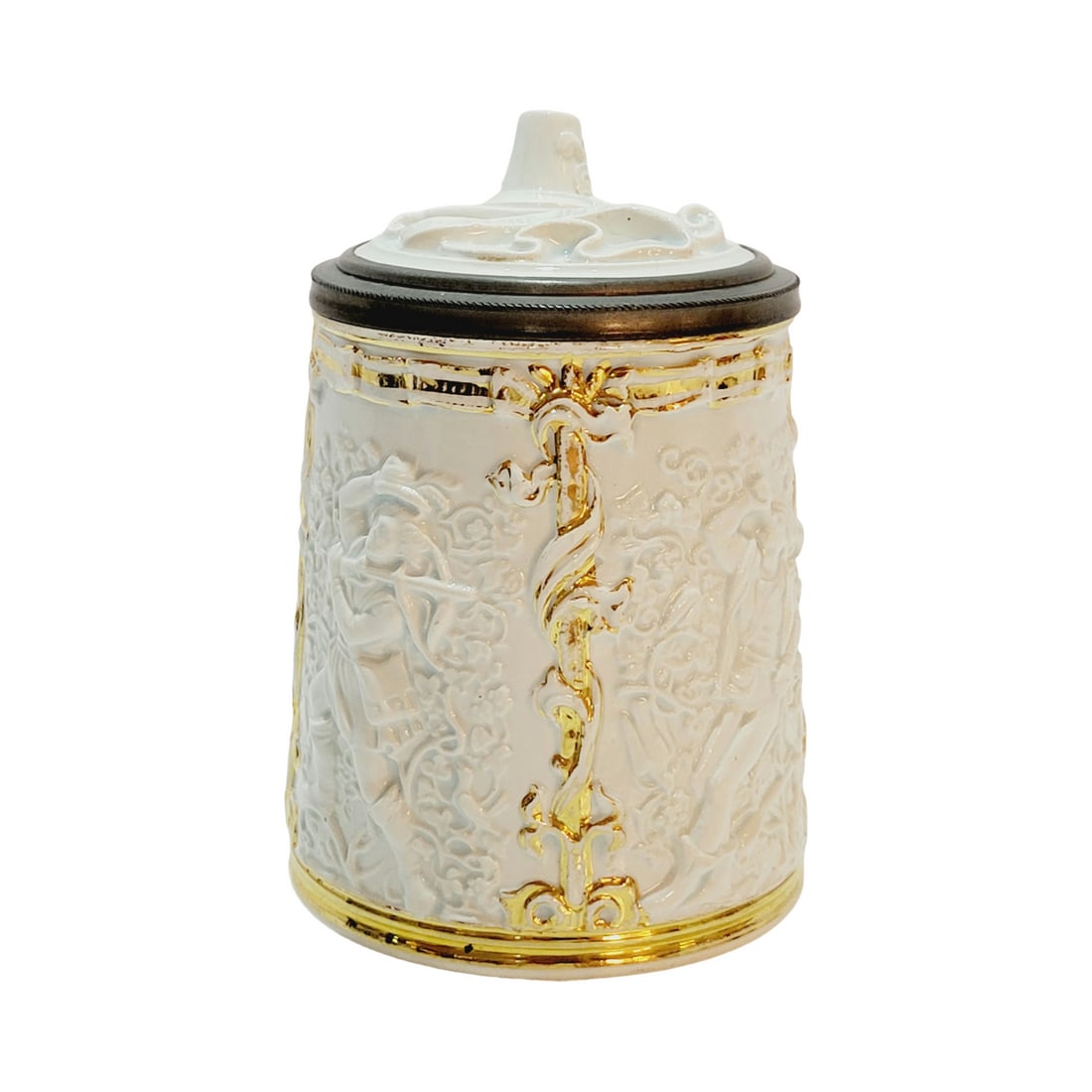 Amberg Beer Stein, 4 Panel Hunters Stein (1 of 13)