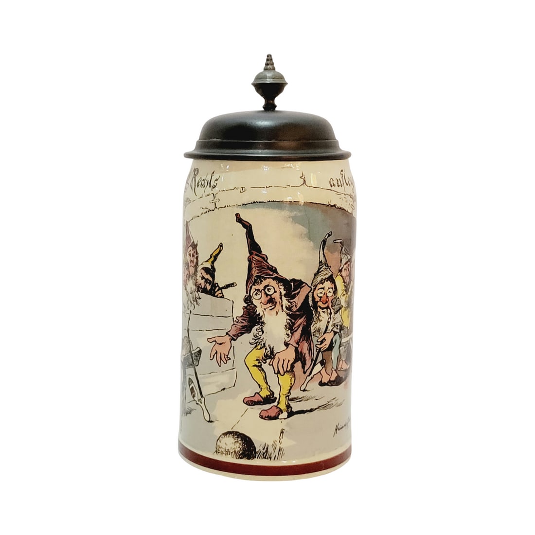 Mettlach #1909/727 Beer Stein, Bowling Scenes (1 of 10)