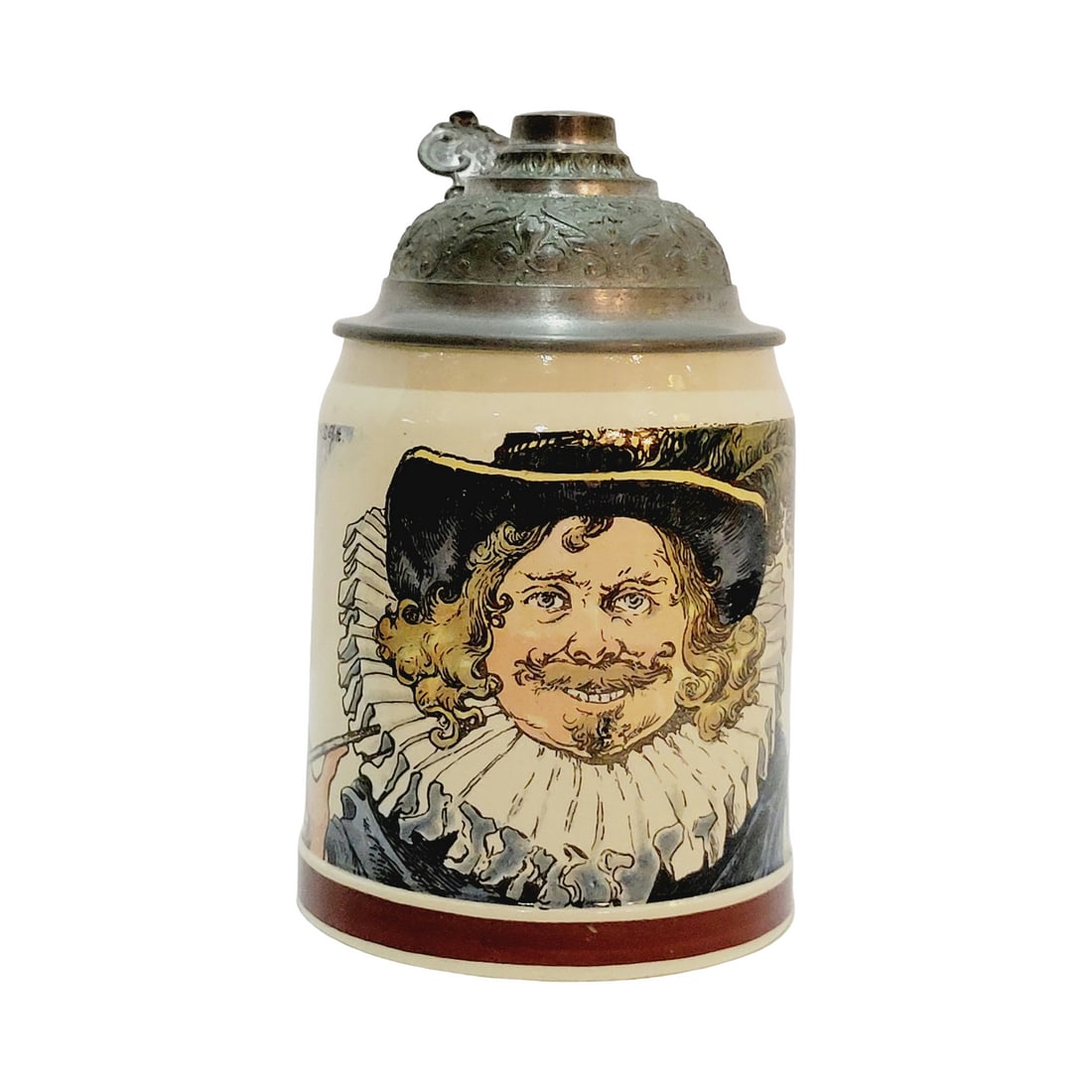 Mettlach #1526/1078 Beer Stein, Carouser: 1/2 Liter Pottery print under glaze, signed by Heinrich Schlitt, circa 1900