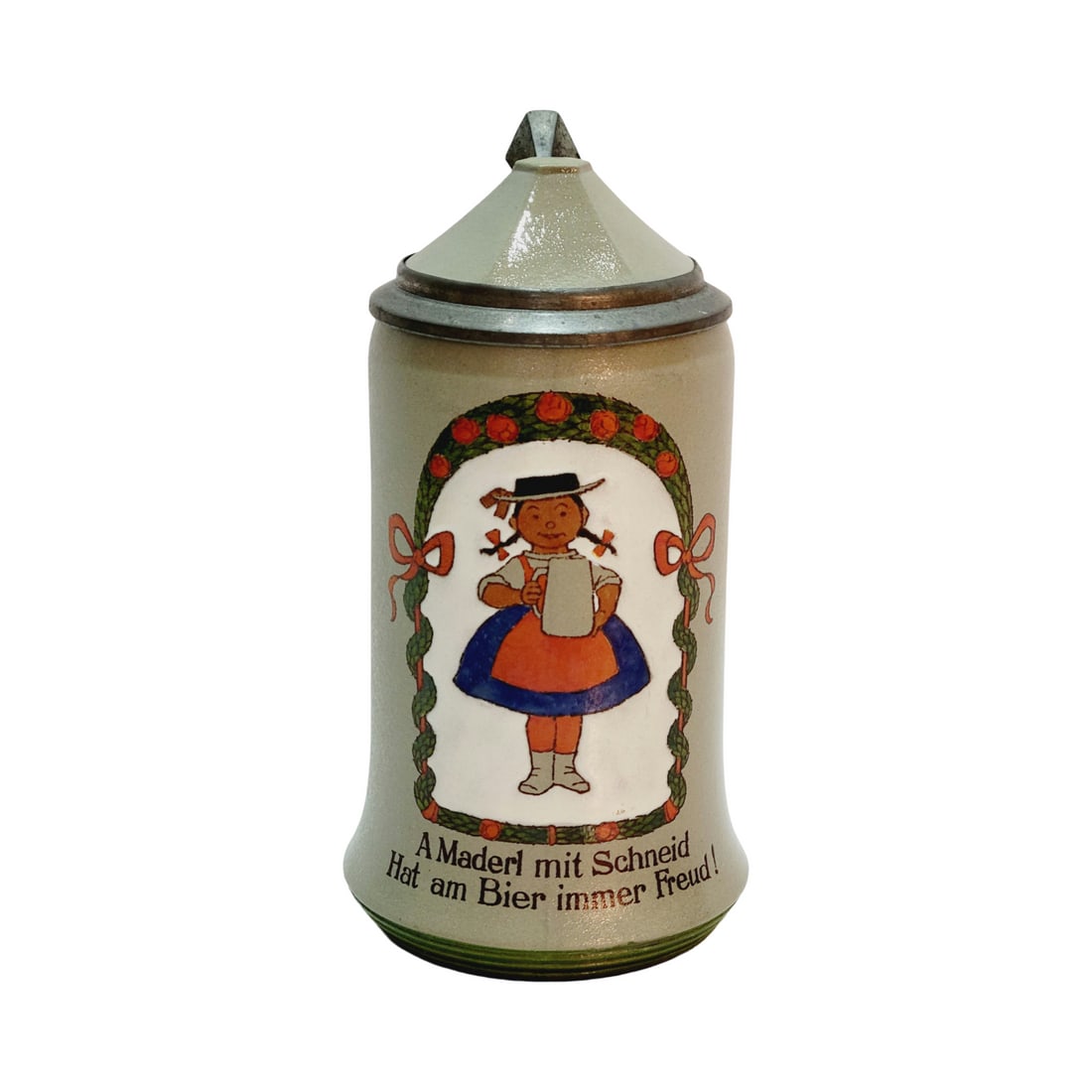 Mettlach #3080/533 Beer Stein, Young Girl with Beer Mug (1 of 9)