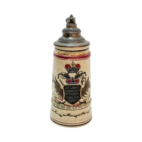 Adolf Diesinger #1099, German Beer Stein, Prussian Eagle with Saying