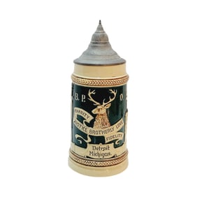 Germany No #, German Beer Stein, B. P. O. E. Stein Detroit Michigan