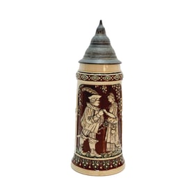 Matthias Girmscheid #1230, German Beer Stein, Landsknecht and Woman