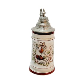 Porcelain Stein, German Beer Stein, Schutzenliesel with Saying