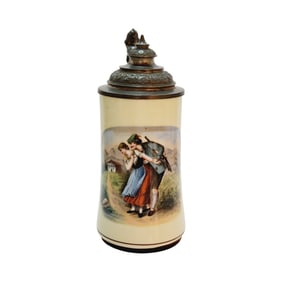 Porcelain Stein, German Beer Stein, Courting Couple