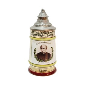 Porcelain Stein, German Ber Stein, Portrait Stein with Verse