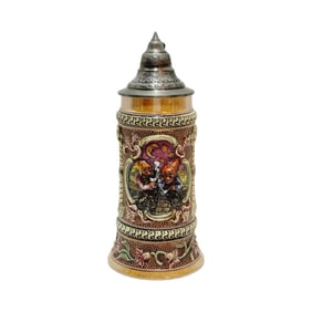 Adolf Diesinger #649, German Beer Stein, 2 Gnomes on a Wall