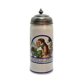 Merkelbach & Wick, German Beer Stein, Courting Couple with Saying