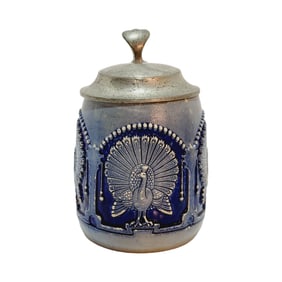 Stoneware Stein #1005, German Beer Stein, Peacock Stein