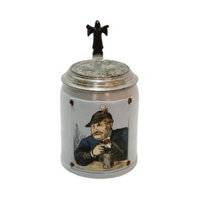 Mettlach #1644, German Beer Stein, Man with Cigar & Stein