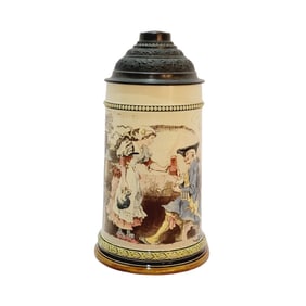 Mettlach #2271/955, German Beer Stein, Hunter in the Tavern