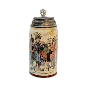 Mettlach #1909/1109, German Beer Stein, Roaming Musicians