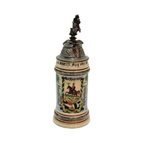 Merkelbach & Wick Stein, German Beer Stein, G.D. 5 Esk.dr. Hor Ulan Regt. B 14 St. Arnold