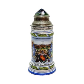 Porcelain Stein, German Beer Stein, 1 Comp. 11 bayr. Inft. Regt. U. d. 100 Jubilaums Regensburg