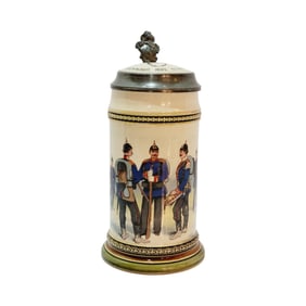 Mettlach #2140/1056, German Beer Stein, GRENADIER REGT. KONIGIN OLGA. 1. WURTTEMBERG. No 119. 1683