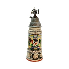 Dümler & Breiden #744, German Beer Stein, 4 Battr. Lauenburg. Feld Art. Regt. No 45 Altona 1908-10.