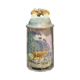 Glass Stein, German Beer Stein, Stag Scene Stein