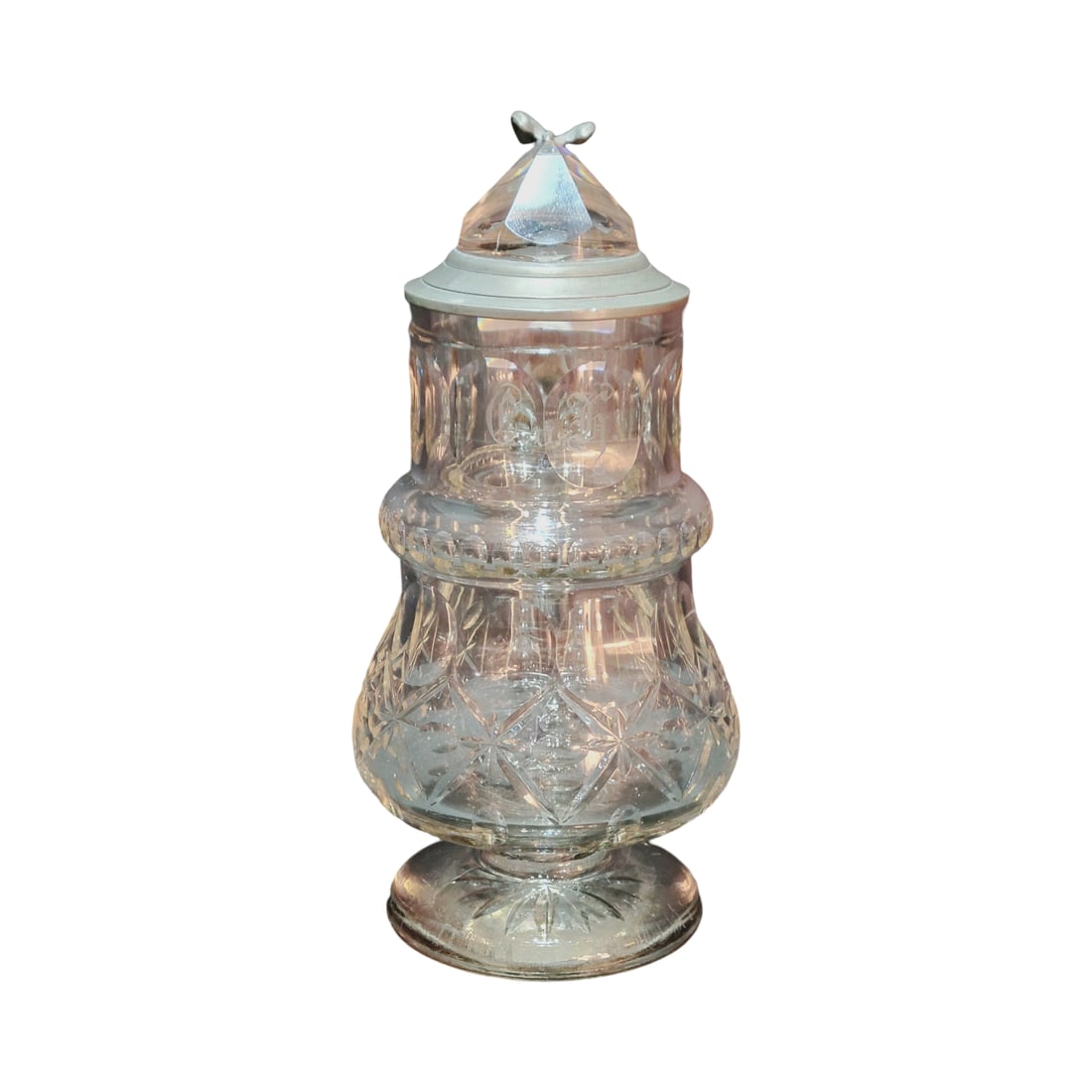 Glass Stein, German Beer Stein, Footed Glass Stein with Initials (1 of 10)