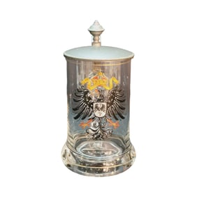 Glass Stein, German Beer Stein, Prussian Eagle Stein