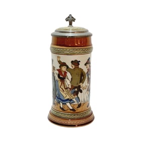 Mettlach # 1655, German Beer Stein, Young Germans Dancing