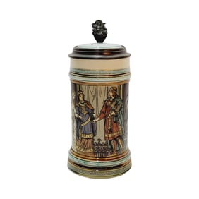 Mettlach #2402, German Beer Stein, The Courting of Siegfried
