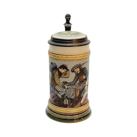 Mettlach #2441, German Beer Stein, Germans Playing Dice