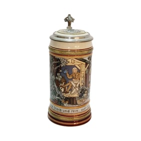 Mettlach #2531, German Beer Stein, Minstrel Drinking