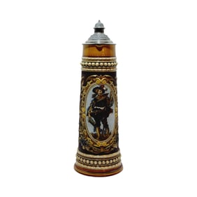 Mettlach #1498, German Beer Stein, Landsknecht