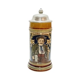 Mettlach #2745, German Beer Stein, Man Holding Stein
