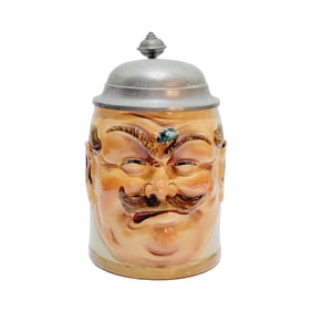 Reinhold Hanke #1426, German Character Beer Stein, Man with Fly on Forehead
