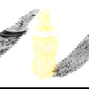 Schierholz & Sohn #29, German Character Beer Stein, The Ram: 1/2 Liter porcelain hand painted with figural lid, circa 1890's