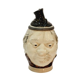 J.W. Remy #765, German Character Beer Stein, Man’s Head with Flower