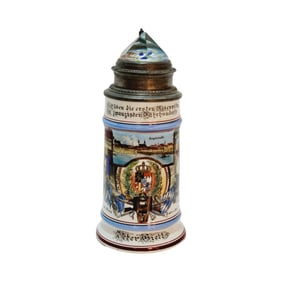 Porcelain Stein, German Regimental Beer Stein, Kgl. 10. Inft. Regt. U Prinz Ludw. V. Bay. 1. Komp.