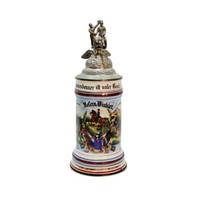 Porcelain Stein, German Regimental Beer Stein, 6. Battr Feld Art Rgt v. Haltgenb 1. Rh. No 8.
