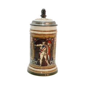 Mettlach #1914, German Beer Stein, 4 F “Gymnast