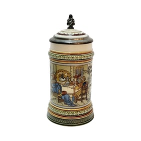 Mettlach #2005, German Beer Stein, “Old German Table Companions