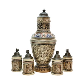 Dümler & Breiden #117 with 4 #332's, German Beer Stein, 3 Scenes of Early German & Early German"