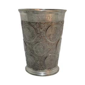 Pewter Beaker, German Pewter Beaker, Pewter Coin Beaker
