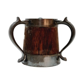 St. Louis Silver Cup, American Wood Cup, Wooden Loving Cup with Silver Plate