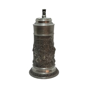 Pewter Stein, German Beer Stein, Festive Tavern Scene