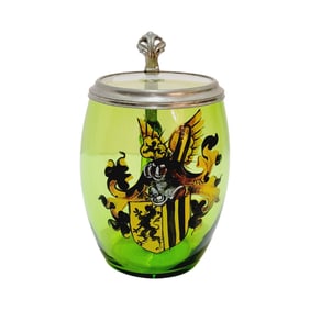 Glass Stein, German Glass Stein, Sachsen Crest Small Stein