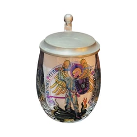 Glass Stein, German Beer Stein, St. Georges Slaying the Dragon