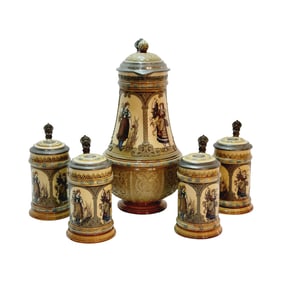 Mettlach #1951/#1972, German Beer Stein, Four Seasons Set of Steins