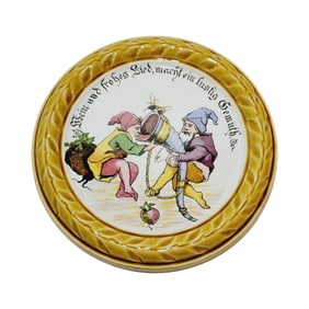 Mettlach #1032, German Coaster, Gnome Drinking from Horn