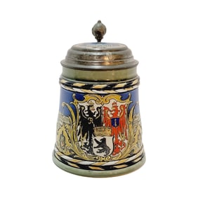 Mettlach #2024, German Beer Stein, “Berlin with Saying